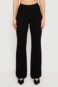 Womens Almost Famous Cable Knit Pull On Flare Pants, Black,