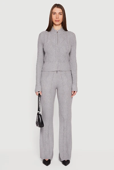 Almost Famous Cable Knit Pull On Flare Pants
