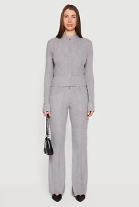 Almost Famous Cable Knit Pull On Flare Pants