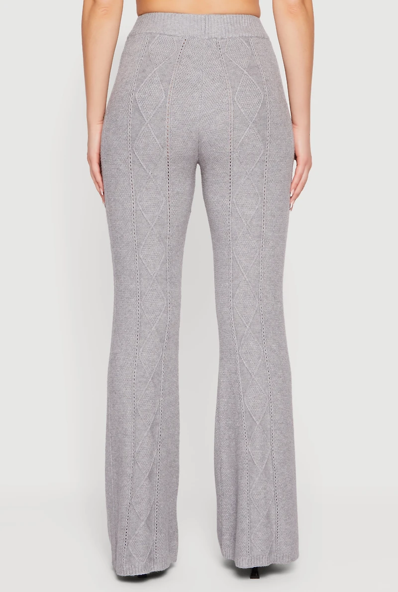 Almost Famous Cable Knit Pull On Flare Pants