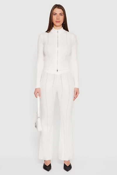 Almost Famous Cable Knit Pull On Flare Pants