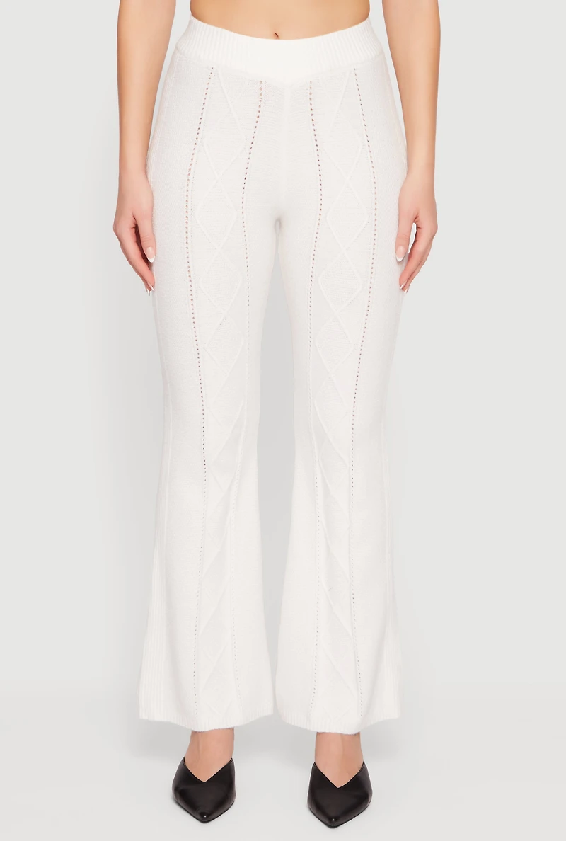 Almost Famous Cable Knit Pull On Flare Pants