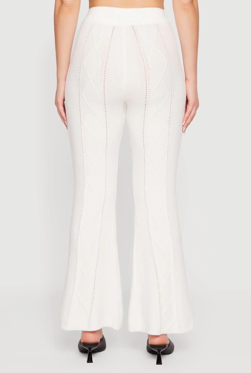 Almost Famous Cable Knit Pull On Flare Pants