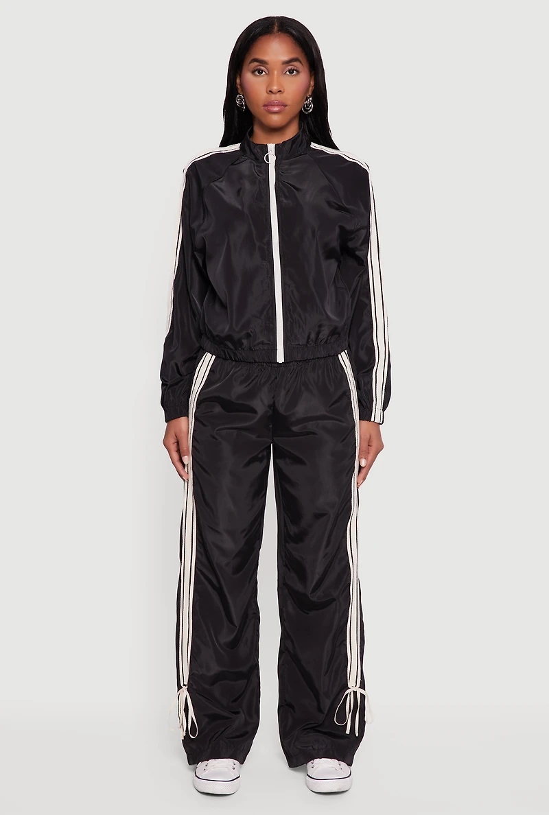 Womens Almost Famous Mock Neck Zip Front Track Jacket,
