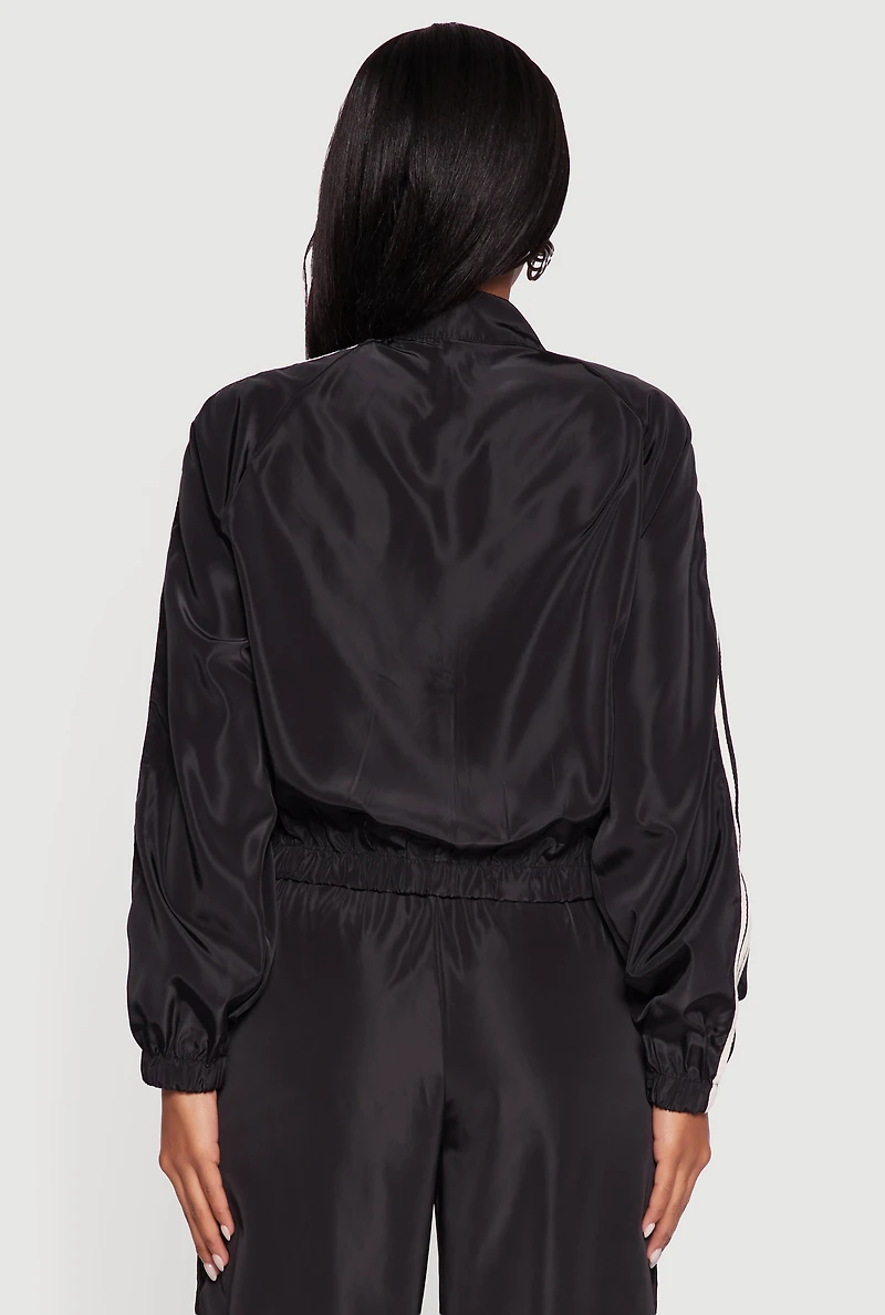 Womens Almost Famous Mock Neck Zip Front Track Jacket,