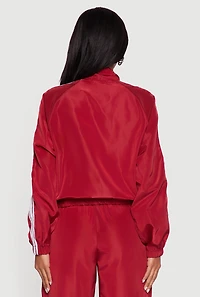Womens Almost Famous Mock Neck Zip Front Track Jacket, Red,