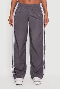 Womens Almost Famous Straight Leg Track Pants with Side Stripe, Grey, Size S