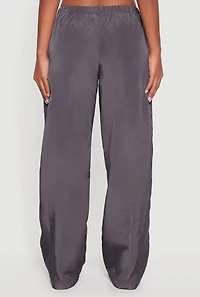 Womens Almost Famous Straight Leg Track Pants with Side Stripe, Grey, Size S