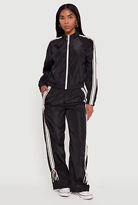 Womens Almost Famous Straight Leg Track Pants with Side Stripe,