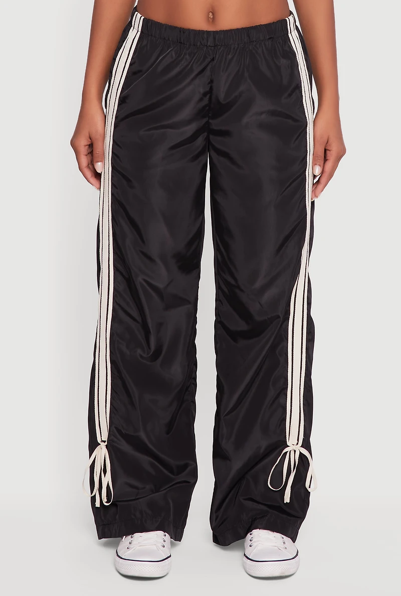 Womens Almost Famous Straight Leg Track Pants with Side Stripe,