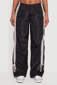 Womens Almost Famous Straight Leg Track Pants with Side Stripe,