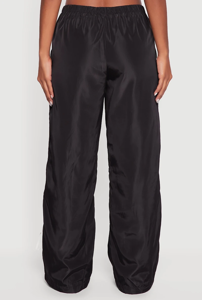 Womens Almost Famous Straight Leg Track Pants with Side Stripe,