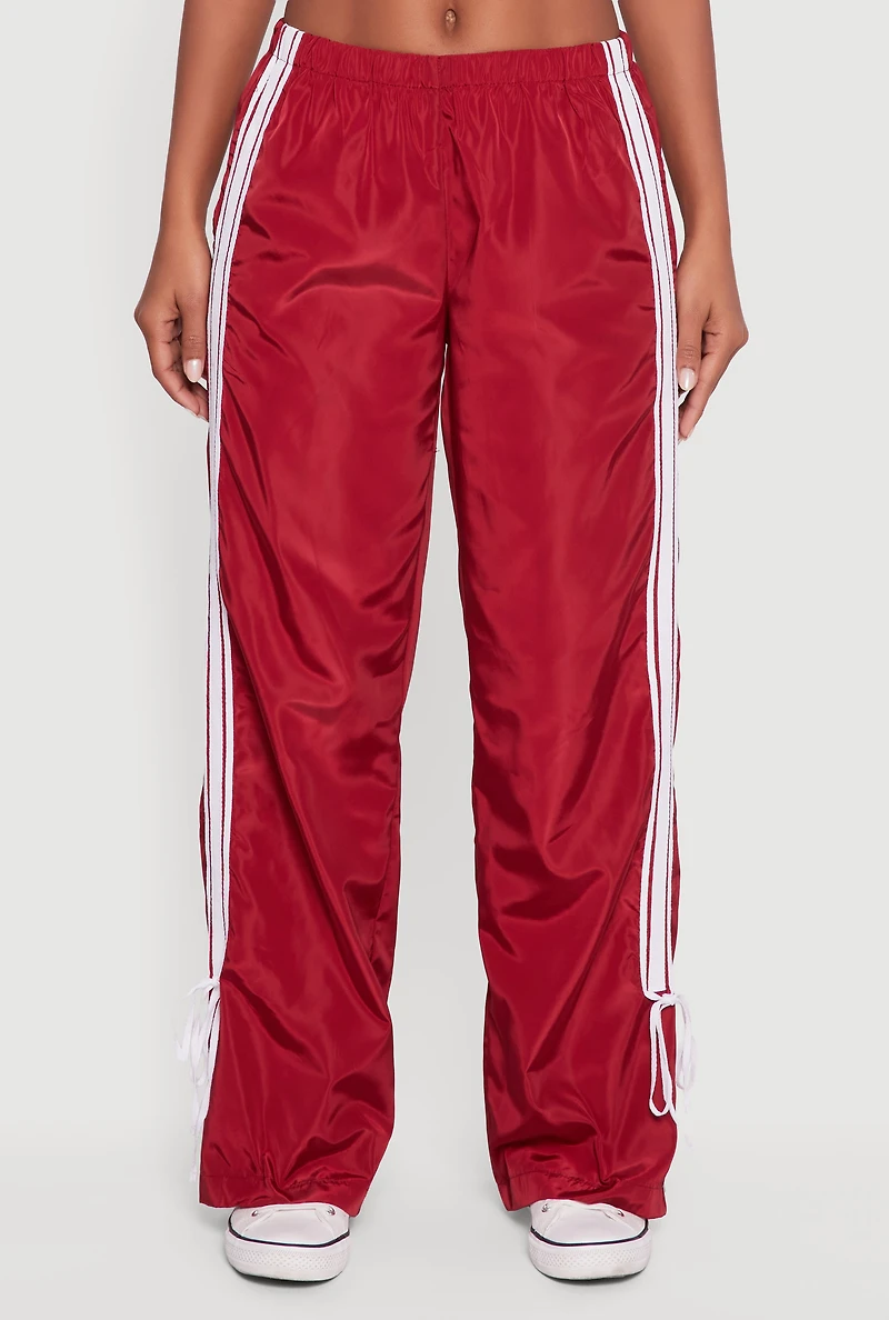 Womens Almost Famous Straight Leg Track Pants with Side Stripe, Red, Size XL