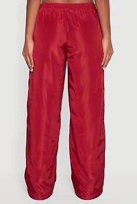 Womens Almost Famous Straight Leg Track Pants with Side Stripe, Red, Size XL