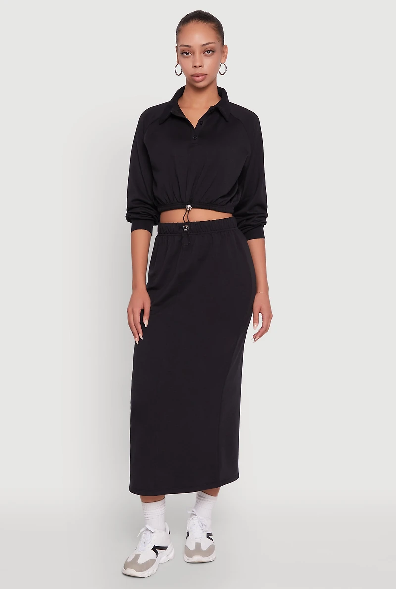 Womens Collared Fleece Cropped Pullover Sweatshirt,