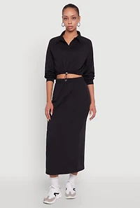 Womens Collared Fleece Cropped Pullover Sweatshirt,