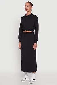 Womens Collared Fleece Cropped Pullover Sweatshirt,