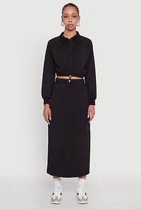 Womens Fleece Maxi Skirt with Toggle Drawstring,