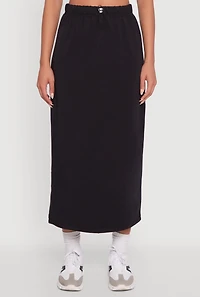 Womens Fleece Maxi Skirt with Toggle Drawstring,