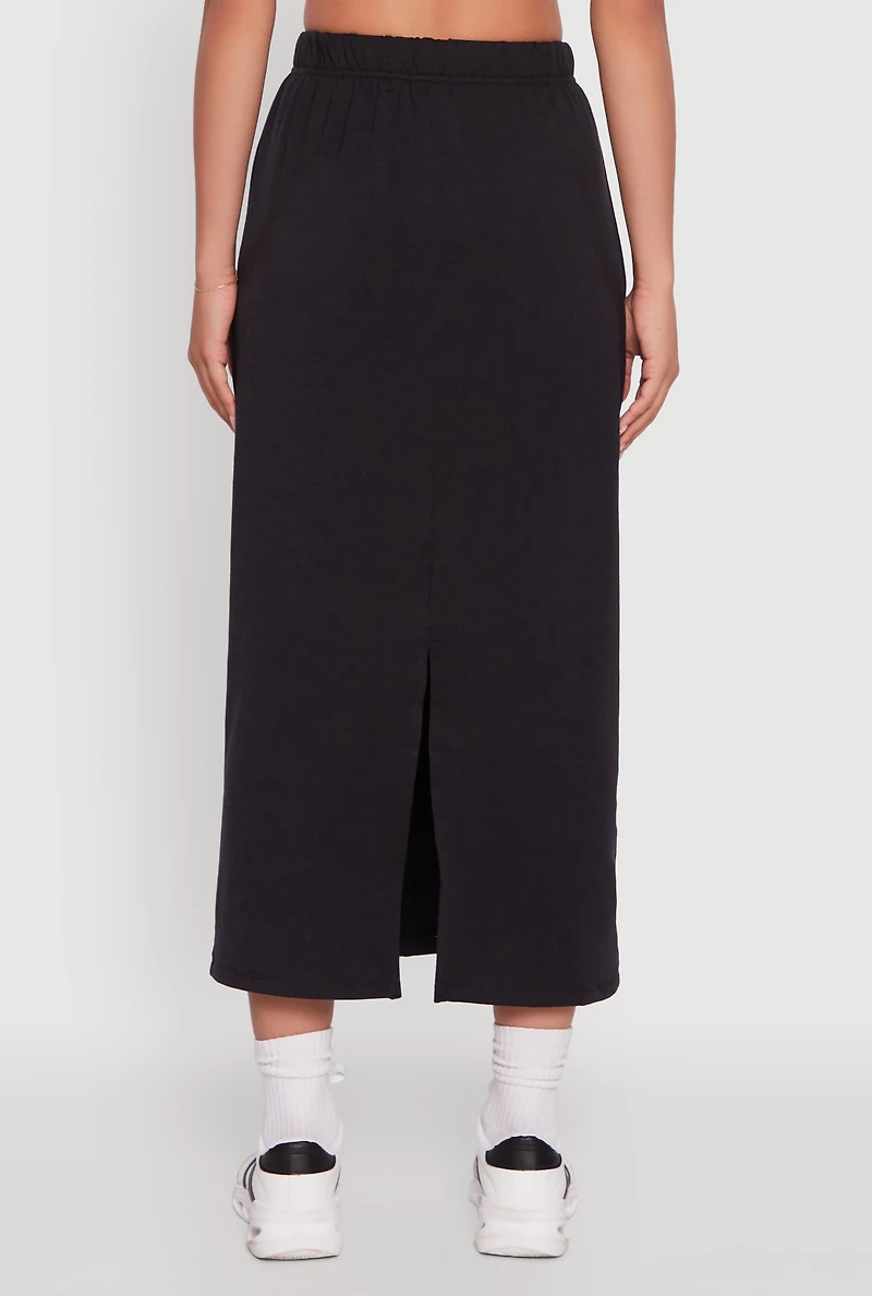 Womens Fleece Maxi Skirt with Toggle Drawstring, XL