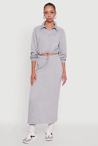 Fleece Maxi Skirt with Toggle Drawstring