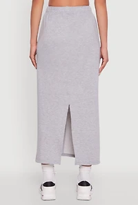 Womens Fleece Maxi Skirt with Toggle Drawstring, Grey, Size XL