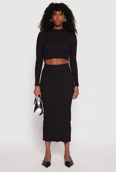 Almost Famous Textured Knit Back Slit Skirt