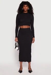 Almost Famous Textured Knit Back Slit Skirt