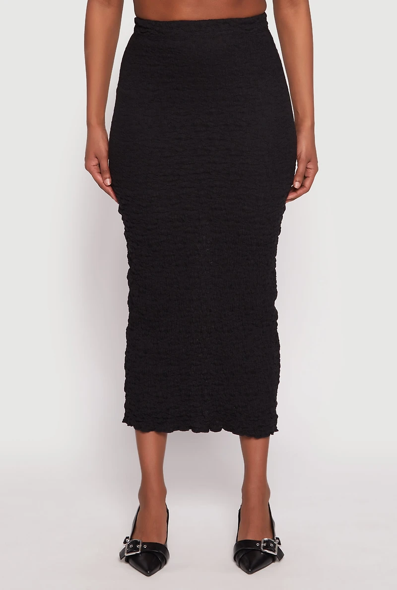 Almost Famous Textured Knit Back Slit Skirt