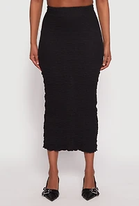 Almost Famous Textured Knit Back Slit Skirt