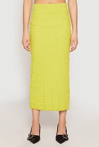 Womens Almost Famous Textured Knit Back Slit Skirt, Green, Size M