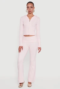 Almost Famous Brushed Cable Knit Cropped Hooded Cardigan