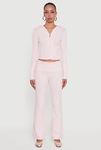 Almost Famous Brushed Cable Knit Cropped Hooded Cardigan