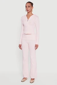 Almost Famous Brushed Cable Knit Cropped Hooded Cardigan