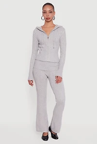 Womens Almost Famous Brushed Knit Fold Over Flare Pants, Grey, Size M