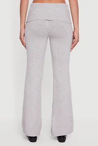 Womens Almost Famous Brushed Knit Fold Over Flare Pants, Grey, Size M