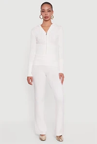 Almost Famous Brushed Knit Fold Over Flare Pants