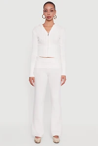 Almost Famous Brushed Knit Fold Over Flare Pants
