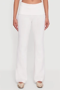 Almost Famous Brushed Knit Fold Over Flare Pants