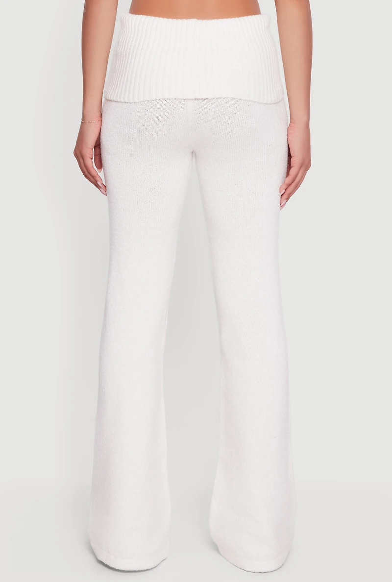 Almost Famous Brushed Knit Fold Over Flare Pants