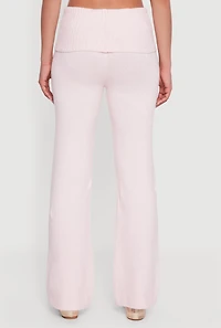 Womens Almost Famous Brushed Knit Fold Over Flare Pants, Pink, Size S