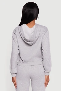 Almost Famous Rhinestone Studded Fleece Pullover Hoodie