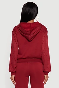 Almost Famous Rhinestone Studded Fleece Pullover Hoodie
