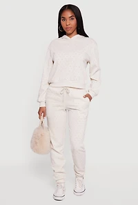 Almost Famous Rhinestone Studded Fleece Sweatpants