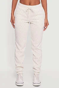 Almost Famous Rhinestone Studded Fleece Sweatpants