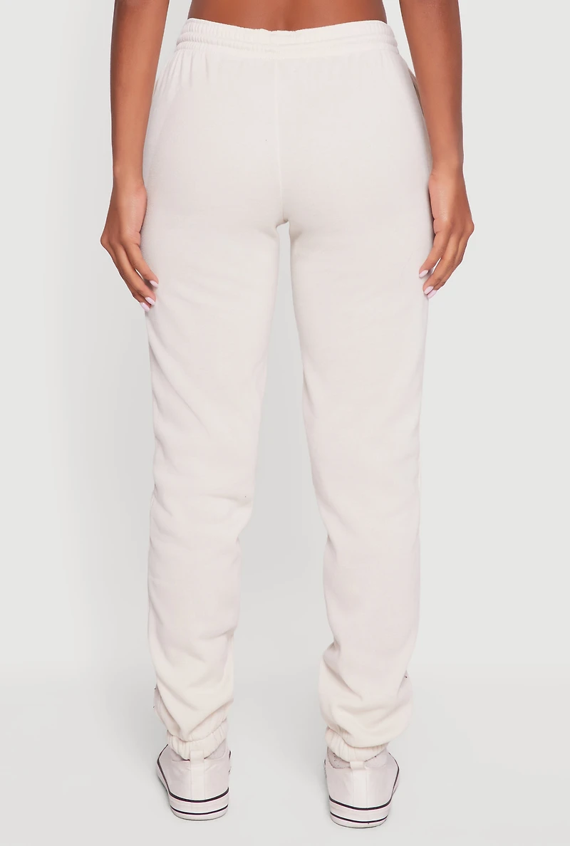 Almost Famous Rhinestone Studded Fleece Sweatpants