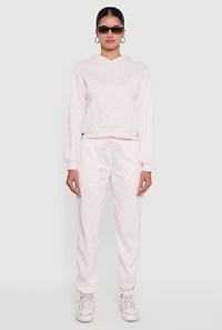 Almost Famous Rhinestone Studded Fleece Sweatpants