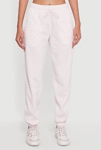 Almost Famous Rhinestone Studded Fleece Sweatpants