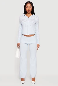 Almost Famous Fair Isle Zip Front Cropped Hooded Sweater