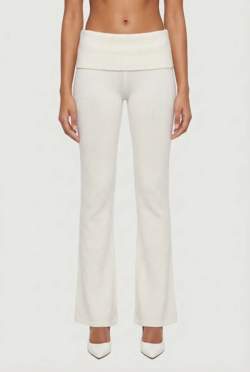 Almost Famous Knitted Straight Leg Fold Over Pants